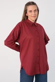 Koyu Bordo-Oversize Basic Gömlek - 1