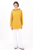 Sarı-Kapüşonlu Kanguru Cepli Likralı Sweat thumbnail 2