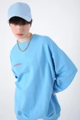Mavi-Pamuklu Sundream Baskılı Likralı Sweat - 5