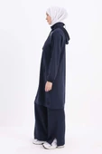 İndigo-Ön Roba Dubleli Sweat Tunik - 3