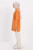 Turuncu-TAŞ YAZILI KOLU PİLELİ YANI YIRTMAÇLI TUNİK thumbnail 3