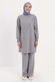 Gri-SÜS FERMUARLI SWEAT TUNİK - 2