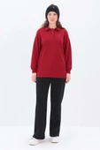 Kırmızı-Yanları Fermuarlı Yakalı Sweat Tunik thumbnail 2