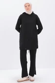 Siyah-Kulplu Kapüşonlu Sweat Tunik thumbnail 1