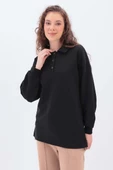 Siyah-Yanları Fermuarlı Yakalı Sweat Tunik thumbnail 1