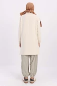 Ekru-FERMUAR CEPLİ YIRTMAÇLI SWEAT TUNİK - 4