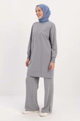 Gri-SÜS FERMUARLI SWEAT TUNİK - 3