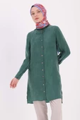 Zümrüt-Dik Yakalı Kolu Pileli Gömlek Tunik thumbnail 1