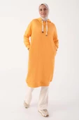 Turuncu-Kuşgözlü Kapüşonlu Cepli Sweat Tunik thumbnail 1