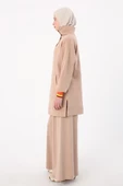 Bej-Çıtçıt Yakalı Ribana Detaylı Şardonlu Sweat - 3