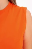 Turuncu-%100 Pamuk Kolsuz T-Shirt Tunik thumbnail 5