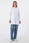Beyaz-Basic Pamuklu Süprem Sweat Tunik thumbnail 2