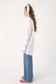 Beyaz-Oversize Kolu Büzgü Detaylı Gömlek - 3