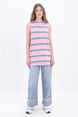 Pembe-Yeşil-Çizgili Kolsuz T-shirt thumbnail 2