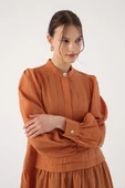 Tarçın-Pile Detaylı Gömlek Tunik thumbnail 5