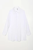 Beyaz-Viskon Yaka Detaylı Şık Düğmeli Gömlek Tunik thumbnail 8