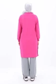 Fuşya-Pamuklu Nakışlı Sweat Tunik - 4