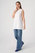 Beyaz-%100 Pamuk Kolsuz T-Shirt thumbnail 3