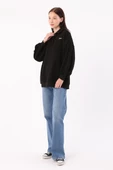Siyah-Polo Yaka Oversize Sweat - 5