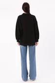 Siyah-Polo Yaka Oversize Sweat - 4