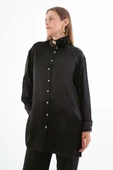 Siyah-Hakim Yaka Yanları Yırtmaçlı Gömlek thumbnail 5
