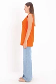 Turuncu-%100 Pamuk Kolsuz T-Shirt Tunik thumbnail 3