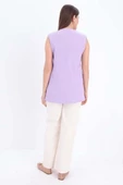 Açık Mor-Pamuklu Fitilli Kolsuz T-Shirt thumbnail 4