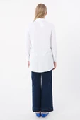 Beyaz-Viskon Yaka Detaylı Şık Düğmeli Gömlek Tunik thumbnail 4