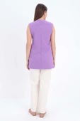 Mor-Pamuklu Fitilli Kolsuz T-Shirt thumbnail 4