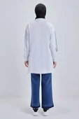 Beyaz-Pamuklu Garnili Taş Detaylı Sweat - 4