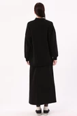 Siyah-Oversize Şardonlu Şerit Detaylı Sweatshirt - 4