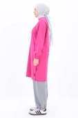 Fuşya-Pamuklu Nakışlı Sweat Tunik - 3