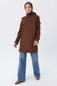 Kahve-Yaka Ve Kolları Toka Detaylı Tunik thumbnail 1