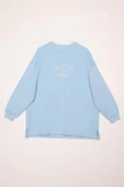 Açık Mavi-Oversize Nakışlı Sweat - 8