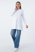 Beyaz-Basic Pamuklu Süprem Sweat Tunik thumbnail 3