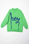 Neon Yeşil-Oversize Şardonlu Şerit Detaylı Sweatshirt thumbnail 9
