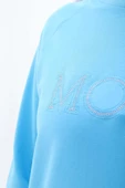 Turkuaz-Pamuklu Nakışlı Sweat Tunik - 5