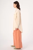 Ekru-Göğüs Cepli Gömlek Tunik thumbnail 3