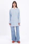 Mavi-Kırmızı-Pamuklu Çizgili Likralı Sweat thumbnail 2