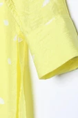 Sarı-Oversize Yırtmaçlı Desenli Gömlek - 5