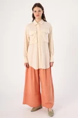 Ekru-Göğüs Cepli Gömlek Tunik thumbnail 2