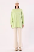 Açık Yeşil-Oversize Nakışlı Sweat - 2