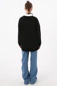 Siyah-3 İplik Oversize Basic Sweat - 4