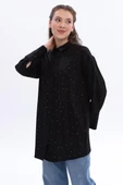 Siyah-Pamuklu Taşlı Gömlek - 1
