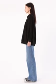 Siyah-Polo Yaka Oversize Sweat - 3