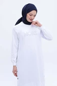 Beyaz-Pamuklu Nakışlı Likralı Tunik thumbnail 5