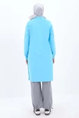 Turkuaz-Pamuklu Nakışlı Sweat Tunik - 4