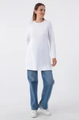 Beyaz-Basic Pamuklu Süprem Sweat Tunik thumbnail 1