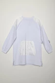 Beyaz-Pamuklu Garnili Taş Detaylı Sweat - 5