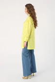 Sarı-Oversize Yırtmaçlı Desenli Gömlek - 3